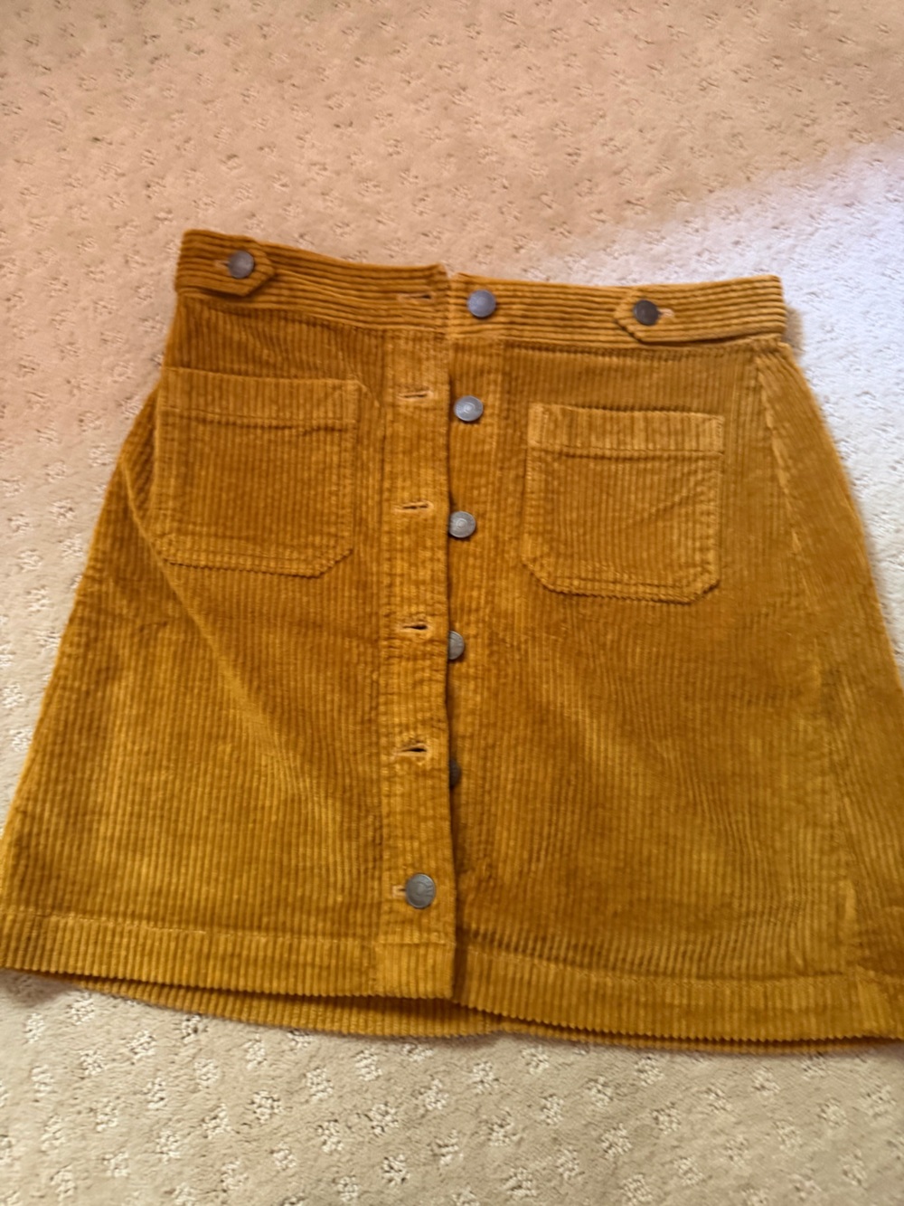 Madewell Corduroy Button-Front Skirt in Mustard Gold